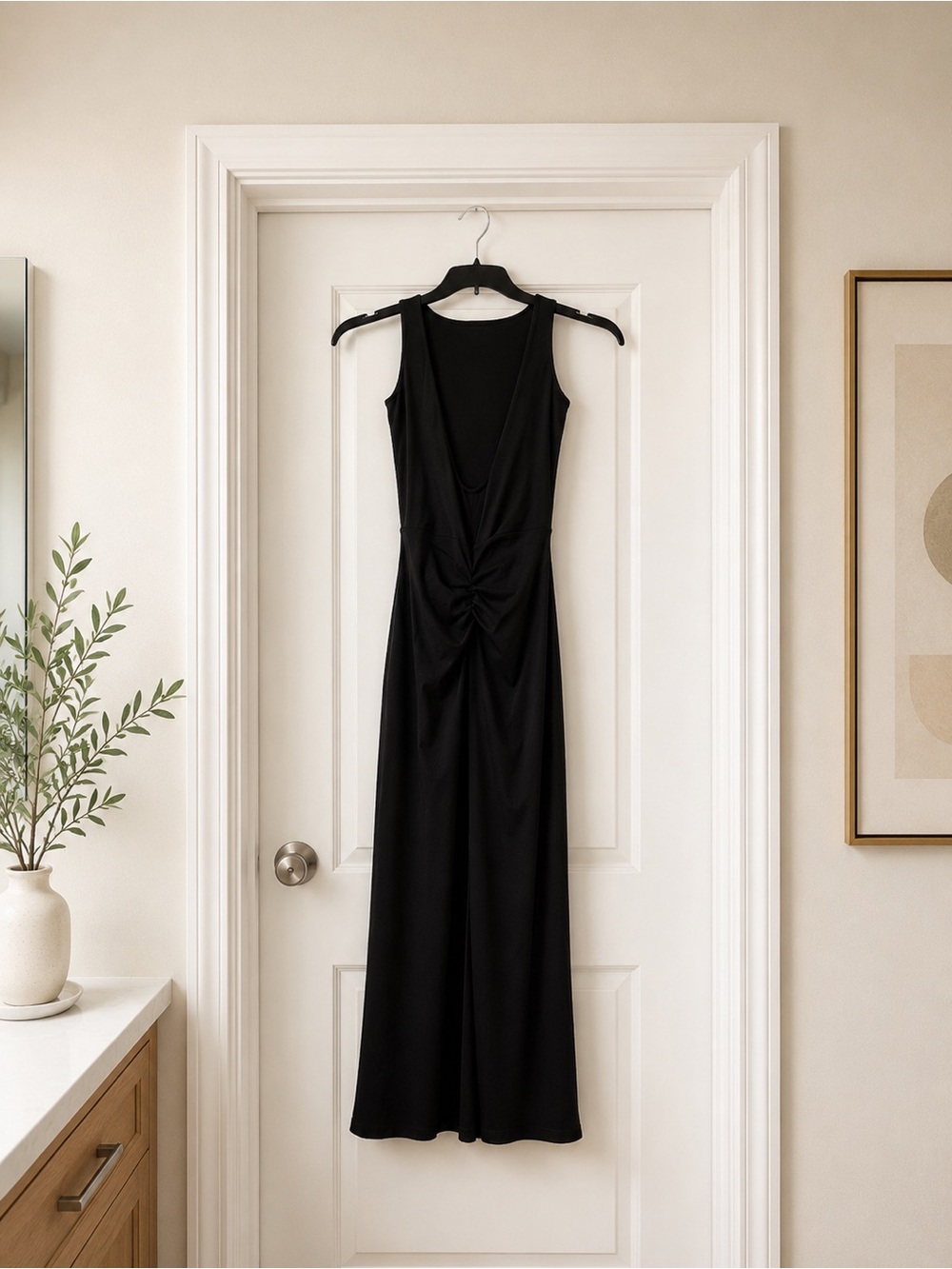 MASKERT Black Twist Front Wide Leg Jumpsuit Size S - Picture 3 of 5